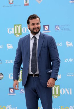 Giffoni Valle Piana, İtalya - 27 Temmuz 2021: Carlo Sibilia Giffoni Film Festivali 50 Plus - 27 Temmuz 2021 Giffoni Valle Piana, İtalya.