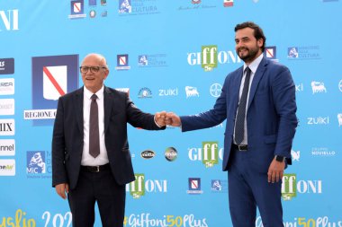 Giffoni Valle Piana, İtalya - 27 Temmuz 2021: Carlo Sibilia Giffoni Film Festivali 50 Plus - 27 Temmuz 2021 Giffoni Valle Piana, İtalya.