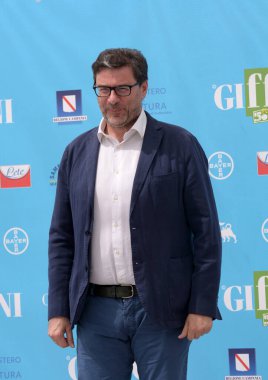 Giffoni Valle Piana, İtalya - 30 Temmuz 2021: Giancarlo Giorgetti Giffoni Film Festivali 50 Plus - 30 Temmuz 2021 Giffoni Valle Piana, İtalya.