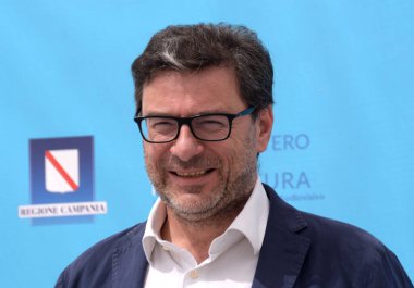Giffoni Valle Piana, İtalya - 30 Temmuz 2021: Giancarlo Giorgetti Giffoni Film Festivali 50 Plus - 30 Temmuz 2021 Giffoni Valle Piana, İtalya.