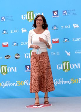 Giffoni Valle Piana, İtalya - 26 Temmuz 2021: Mariastella Gelmini Giffoni Film Festivali 50 Plus - 26 Temmuz 2021 Giffoni Valle Piana, İtalya.