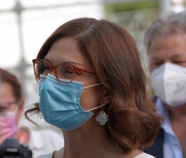 Giffoni Valle Piana, İtalya - 26 Temmuz 2021: Mariastella Gelmini Giffoni Film Festivali 50 Plus - 26 Temmuz 2021 Giffoni Valle Piana, İtalya.