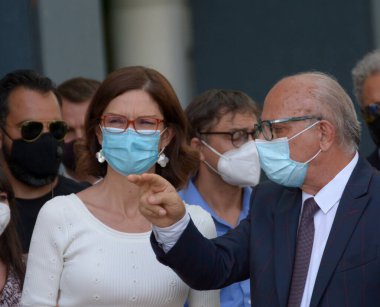 Giffoni Valle Piana, İtalya - 26 Temmuz 2021: Mariastella Gelmini Giffoni Film Festivali 50 Plus - 26 Temmuz 2021 Giffoni Valle Piana, İtalya.