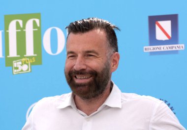 Giffoni Valle Piana, İtalya - 29 Temmuz 2021: Giffoni Film Festivali 50 Plus 'ta Alessandro Zan - 29 Temmuz 2021 Giffoni Valle Piana, İtalya.