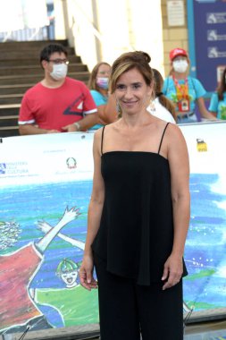 Giffoni Valle Piana, İtalya - 23 Temmuz 2021: Teresa Saponangelo Giffoni Film Festivali 50 Plus - 23 Temmuz 2021 Giffoni Valle Piana, İtalya.