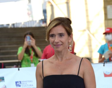Giffoni Valle Piana, İtalya - 23 Temmuz 2021: Teresa Saponangelo Giffoni Film Festivali 50 Plus - 23 Temmuz 2021 Giffoni Valle Piana, İtalya.