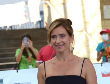Giffoni Valle Piana, İtalya - 23 Temmuz 2021: Teresa Saponangelo Giffoni Film Festivali 50 Plus - 23 Temmuz 2021 Giffoni Valle Piana, İtalya.