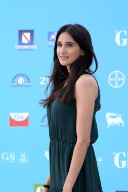 Giffoni Valle Piana, İtalya - 22 Temmuz 2021: Giffoni Film Festivali 50 Plus 'ta Linda Caridi - 22 Temmuz 2021 Giffoni Valle Piana, İtalya.