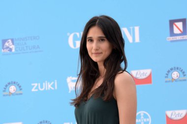 Giffoni Valle Piana, İtalya - 22 Temmuz 2021: Giffoni Film Festivali 50 Plus 'ta Linda Caridi - 22 Temmuz 2021 Giffoni Valle Piana, İtalya.