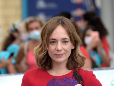 GIFFONI VALLE PIANA - 25 Temmuz 2021: Sara Lazzaro Giffoni Film Festivali 50 Plus - 25 Temmuz 2021 Giffoni Valle Piana, İtalya.