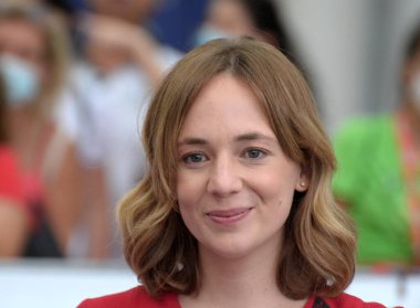 GIFFONI VALLE PIANA - 25 Temmuz 2021: Sara Lazzaro Giffoni Film Festivali 50 Plus - 25 Temmuz 2021 Giffoni Valle Piana, İtalya.