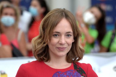 GIFFONI VALLE PIANA - 25 Temmuz 2021: Sara Lazzaro Giffoni Film Festivali 50 Plus - 25 Temmuz 2021 Giffoni Valle Piana, İtalya.