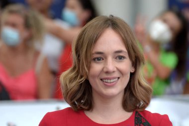 GIFFONI VALLE PIANA - 25 Temmuz 2021: Sara Lazzaro Giffoni Film Festivali 50 Plus - 25 Temmuz 2021 Giffoni Valle Piana, İtalya.