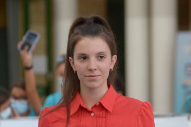 GIFFONI VALLE PIANA - 27 Temmuz 2021: Ginevra Lubrano takma adı Ginevra 50 Plus - 27 Temmuz 2021 Giffoni Valle Piana, İtalya.