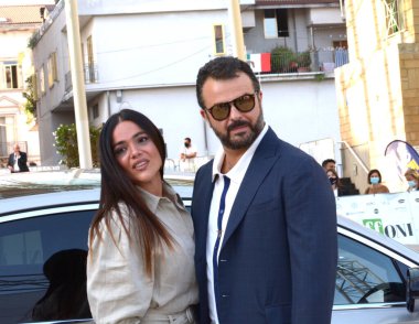 Giffoni Film Festivali 50 Plus 'ta Pina Turco ve Edoardo De Angelis 30 Temmuz 2021' de Giffoni Valle Piana, İtalya 'da.