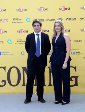 GIFFONI VALLE PIANA - 21 Temmuz 2025: Filippo Toni ve Chiara Schettino Giffoni Film Festivali 2025 - 21 Temmuz 2025 tarihinde Giffoni Valle Piana, İtalya.
