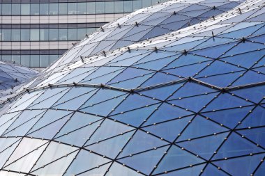 The glass roof of a modern shopping mall in Warsaw