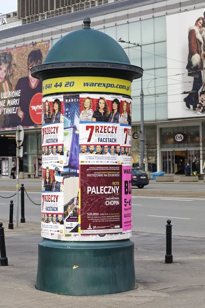 Advertising pillar in Warsaw — Stockfoto