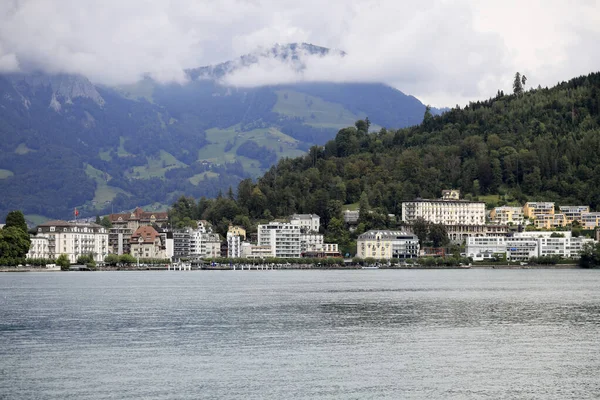 Brunnen Switzerland September 2020 Buildings Famous Tourist Resort Lake Lucerne — Stock Photo, Image