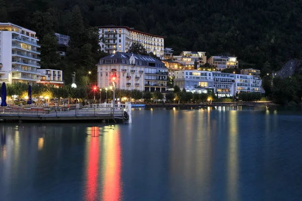 Brunnen Schweiz September 2020 Nachtansicht Von Gebäuden Mit Blick Auf — Stockfoto