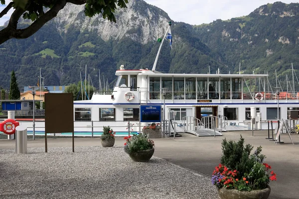 Fluelen Switzerland August 2020 Titlis Motor Vessel Small Port Vessel — Stock Photo, Image