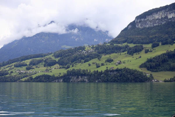 Collina Margini Del Lago Lucerna Visibile Distanza Lago Dei Quattro — Foto Stock