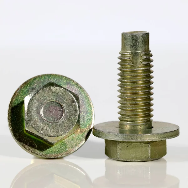 Pair Identical Hexagonal Head Bolts Which Industrial Items Spare Parts — Stock Photo, Image