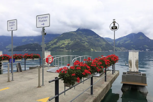 Beckenried Switzerland September 2020 Cruise Ship Station Edge Lake Lucerne — Stock Photo, Image