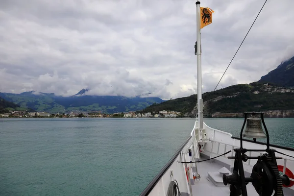 Danau Lucerne Swiss September 2020 Kapal Uap Dayung Schiller Berlayar — Stok Foto