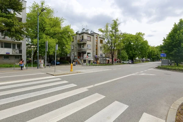 Warschau Polen Mai 2021 Blick Entlang Der Hauptstraße Auf Das — Stockfoto