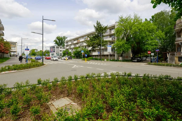 Warschau Polen Mai 2021 Blick Entlang Der Hauptstraße Auf Das — Stockfoto