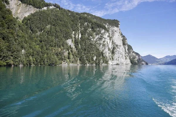 Lago Lucerna Una Collina Visibile Qui Svizzera — Foto Stock