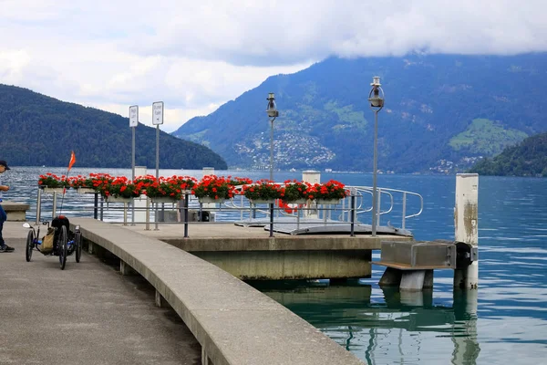 Beckenried Switzerland September 2020 Cruise Ship Station Edge Lake Lucerne — Stock Photo, Image