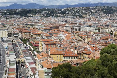 Güzel eski şehrin havadan görünümü