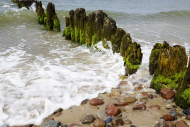 Eski ve çürük ahşap dalgakıranlar