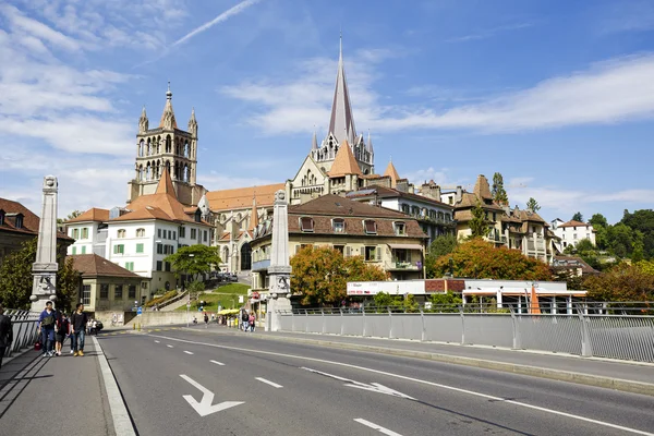 Lausanne Cathedral seen in the distance — Stock fotografie