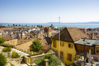 Aerial view to the city of Neuchatel clipart