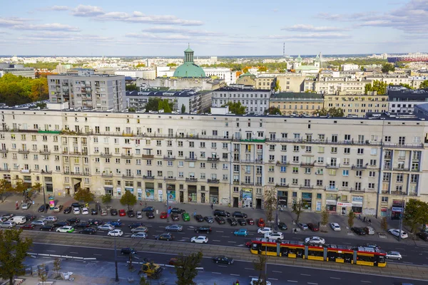 Aerial view of Warsaw and Marszalkowska street — Stock Photo, Image