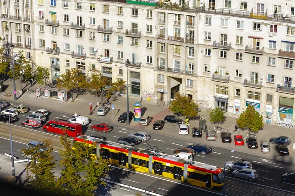 Aerial view to Marszalkowska Street, Warsaw — Stock fotografie