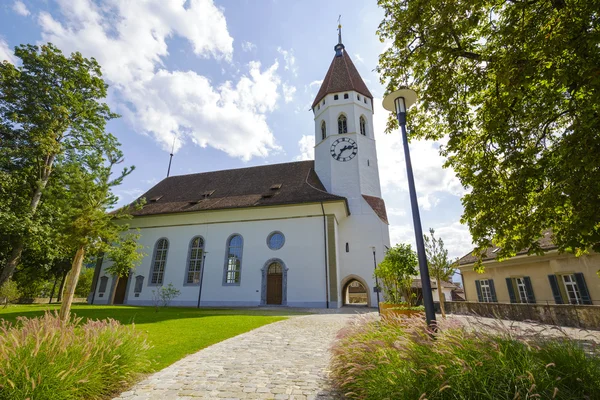 Thun castle hill církve, Švýcarsko — Stock fotografie