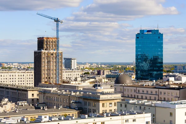 Aerial view of Warsaw and two skyscrapers — Stock fotografie