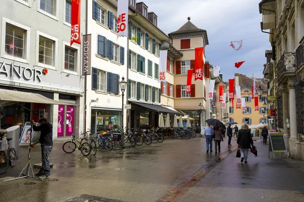 The street in Solothurn in a rainy day — Stock Photo, Image
