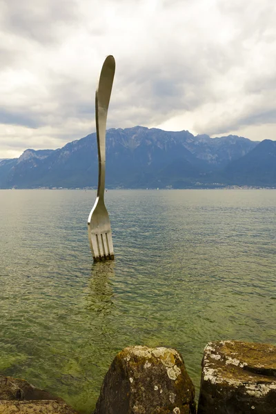 Fork in the lake in Vevey — Stock Photo, Image