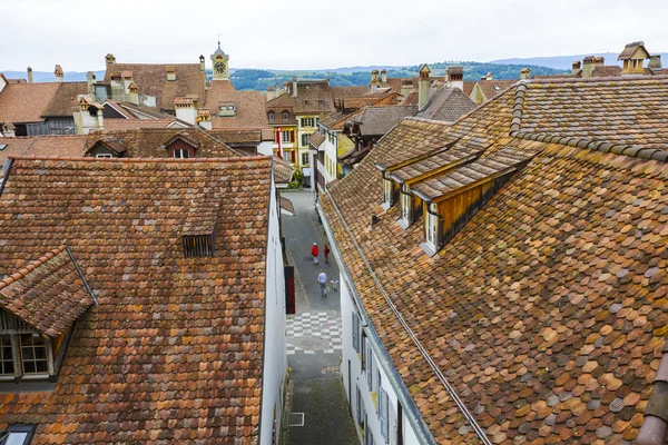 City roofs in Murten (Morat) — стокове фото