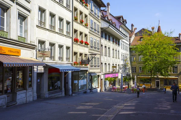 Houses along the street, Fribourg — Stock Photo, Image