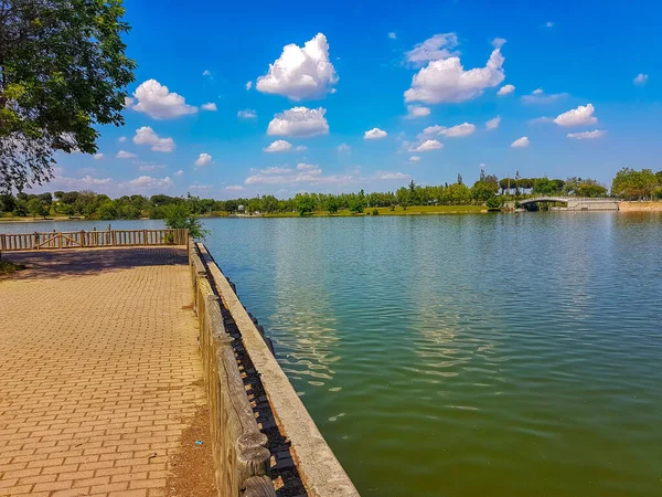 公園の美しい湖の上の展望台 — ストック写真