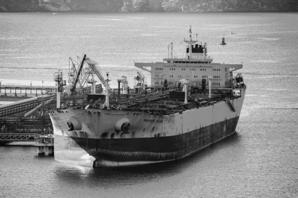 Cartagena Spain 2018 Oil Ship Docked Port Unloading — Stock Photo, Image