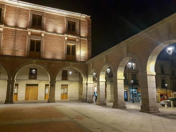 Ávila España 2018 Imagen Nocturna Plaza Del Ayuntamiento Ávila — Foto de Stock