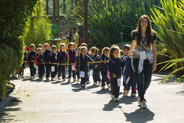 FAUNIAMADRID, SPANIEN - Oktober, 31: Lang række af børn underlagt - Stock-foto