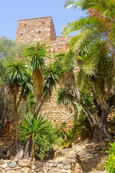 Cortili e giardini del famoso Palazzo dell'Alcazaba in M — Foto Stock